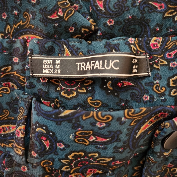 ZARA WOMEN'S PAISLEY PRINT CUFF HEM TROUSER SZ MEDIUM - Picture 6 of 7